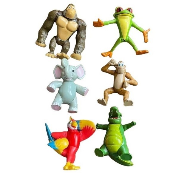 Vintage Rainforest Cafe Animal Figures Toys lot 7 Posable Frog Ape Alligator RFC - Picture 8 of 13
